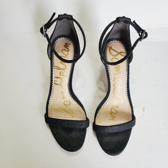 Sam Edelman Patti Ankle Strap Heel Sandals Pumps Black Shimmer Size 9 - Picture 2 of 12